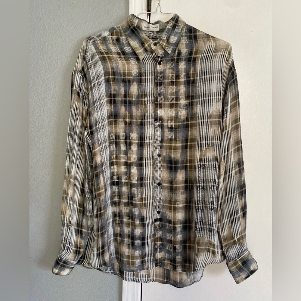 Giorgio Danieli Vtg Retro Men's Large Shirt Button-Up Long Sleeve Made In Italy